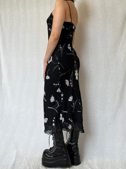 Vintage 90s Fairy Grunge Floral Maxi Dress (S)