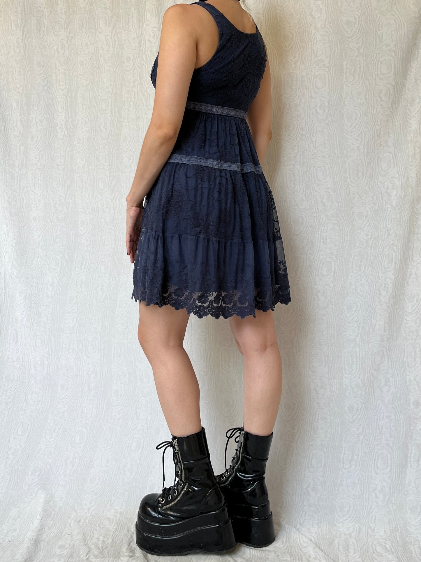 Vintage 00s Boho Grunge Babydoll Dress (S)