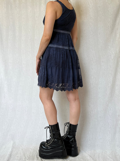 Vintage 00s Boho Grunge Babydoll Dress (S)