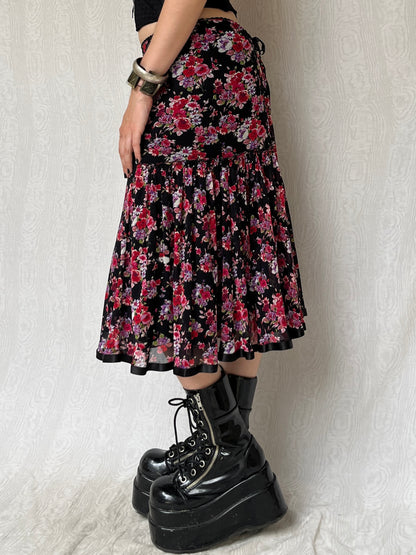 Vintage 00s Fairy Grunge Floral Midi Skirt (S/M)
