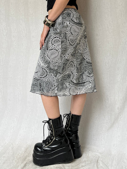 Vintage 00s Eclectic Paisley Graphic Midi Skirt (S)