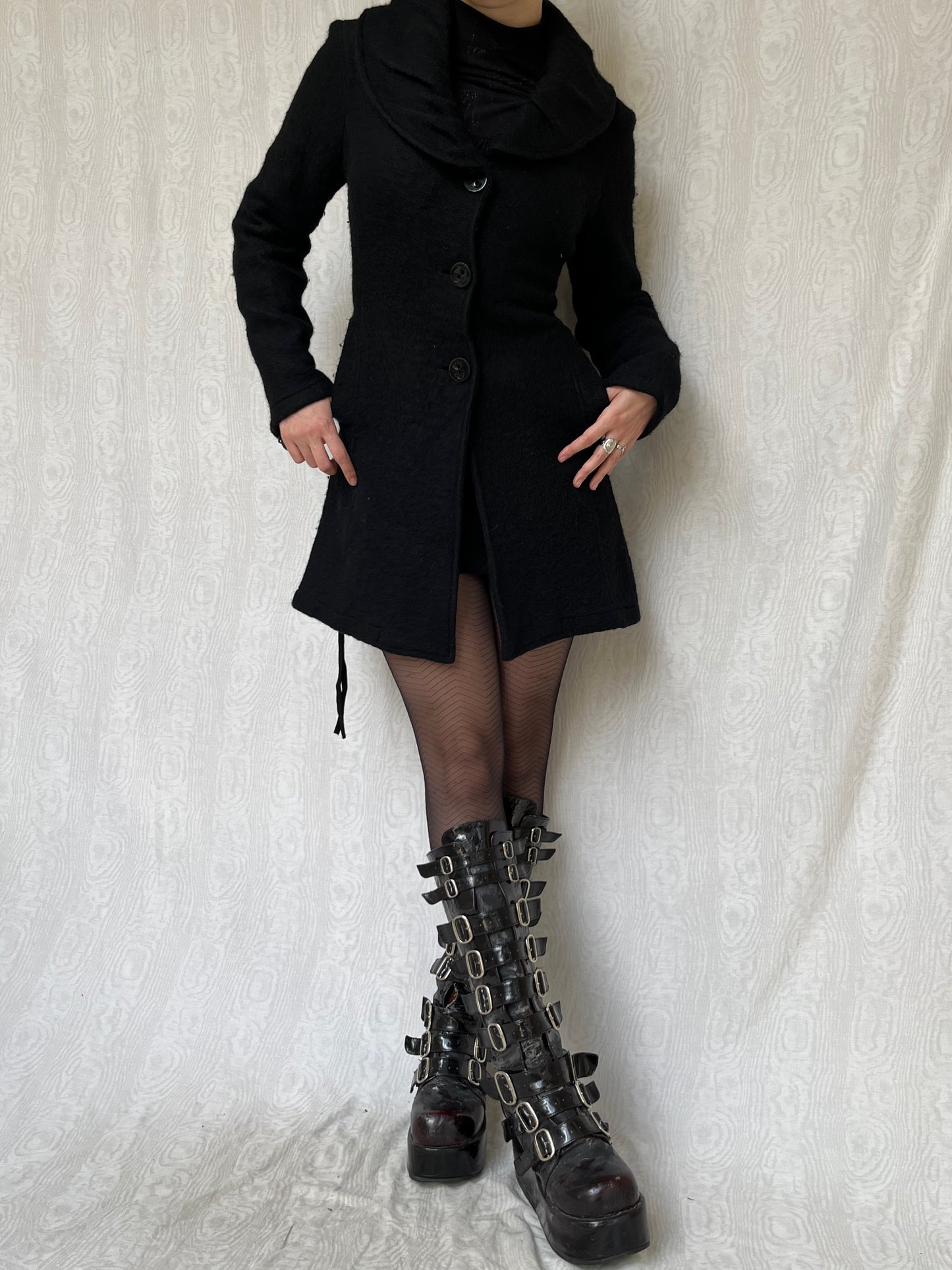 Vintage 00s Black Knit Coat (S/M)