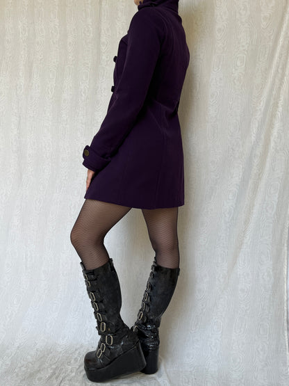 Vintage 00s Purple Wool Pea Coat (S)