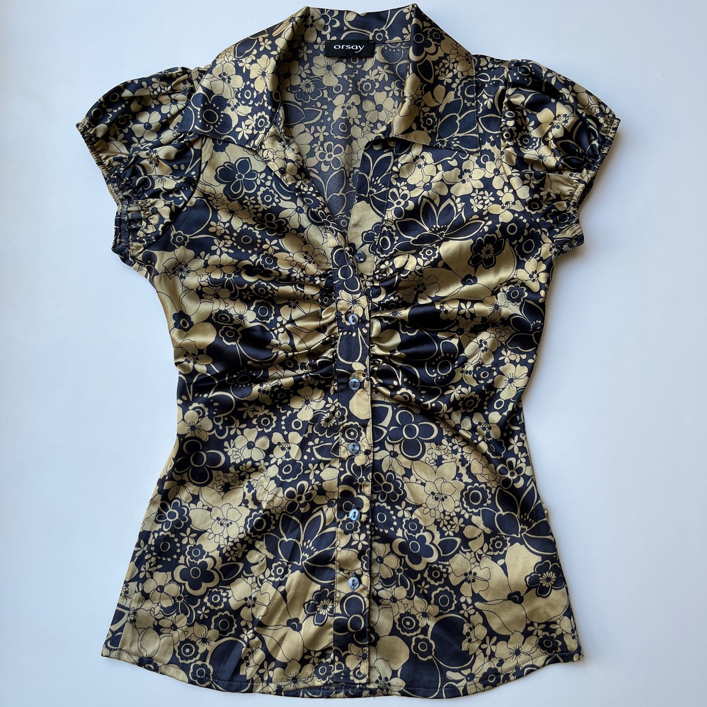 Vintage 00s Office Siren Floral Blouse (S)