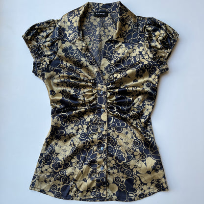 Vintage 00s Office Siren Floral Blouse (S)