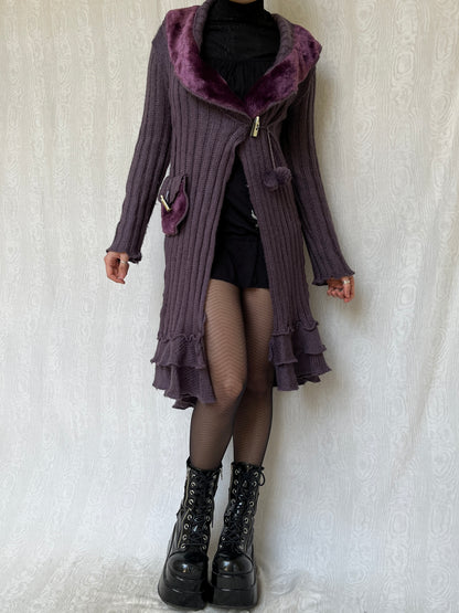 Vintage 00s Whimsigoth Purple Knit Cardigan (S/M)